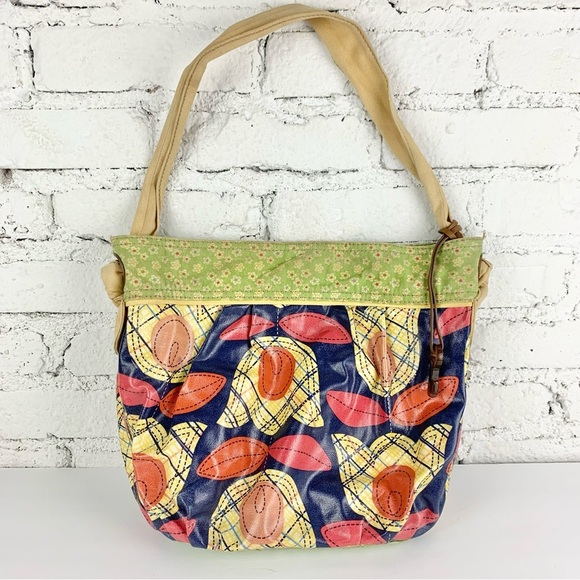 Fossil Floral Coated Canvas Shoulder Bag Hobo Purse - Picture 1 of 10